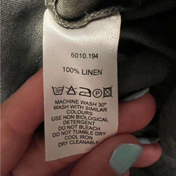 Olive green linen pants - Picture 3 of 7